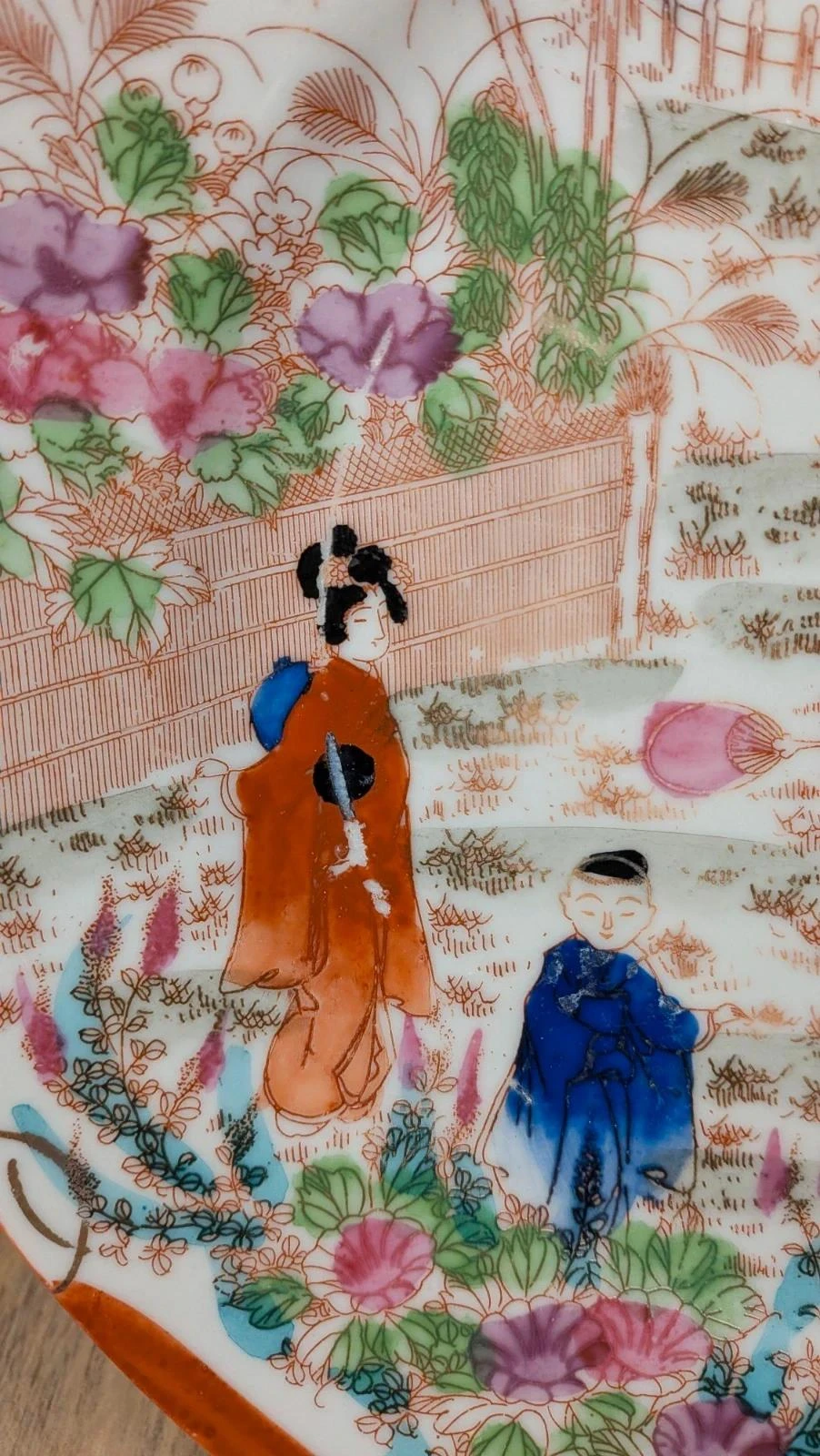 Lote de 9 platos + 1 plato grande estilo japonés antiguo – photo 3